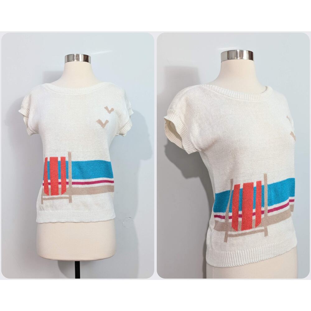 Koret Petites 80s Beach Short Sleeved Sweater